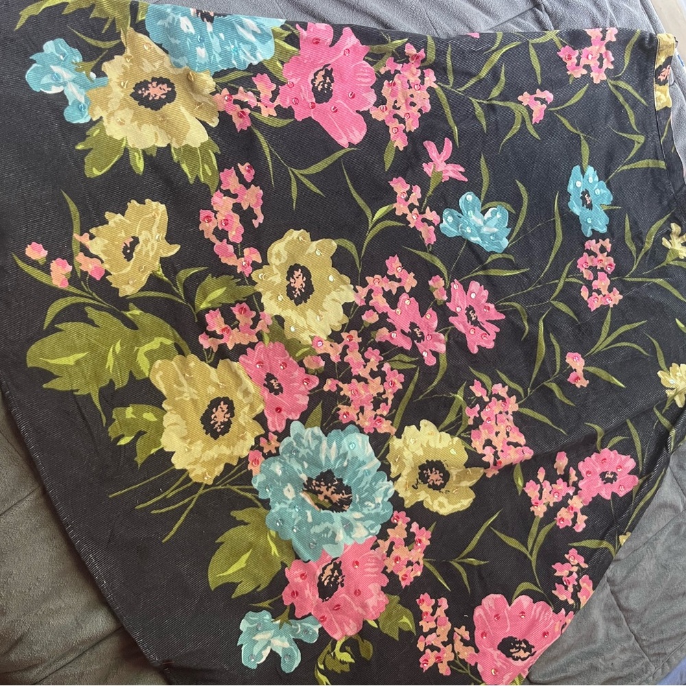 Anne Klein Black Floral Midi Skirt